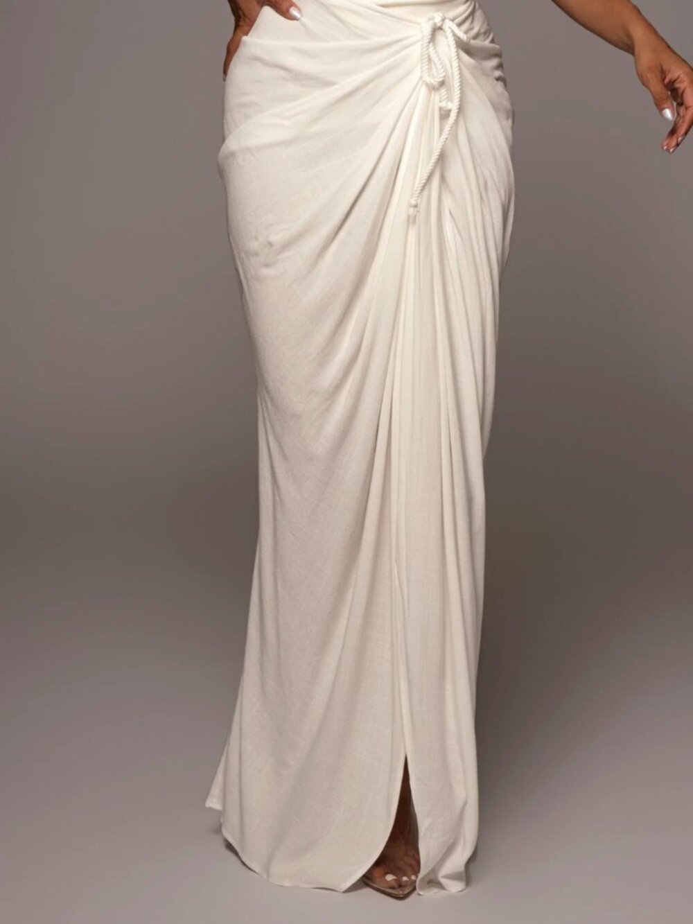 NWT JLUXLABEL White Noelia Linen Slit Skirt(M)
